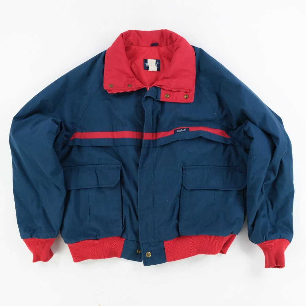 VTG 80's Woolrich Mens Jacket Bomber Retro Winter Coat Sz. XL 26" Chest Blue Zip